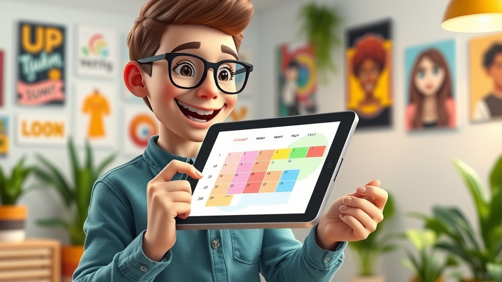 customizing content calendar template, creative professional personalizing a social media content planner for brand voice
