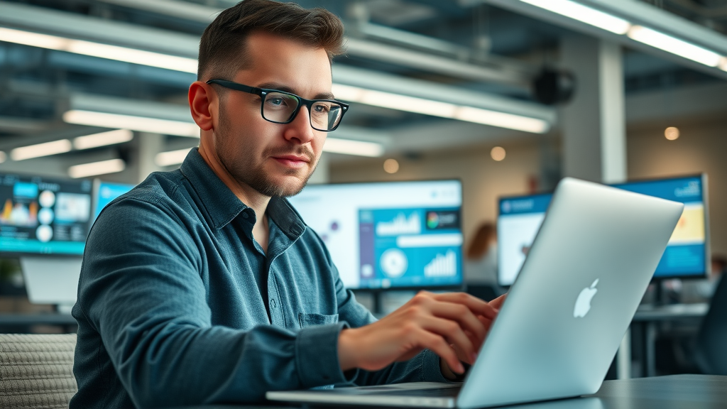 Innovative marketer demonstrating Google Sheets content calendar with automation and integrations for team management.