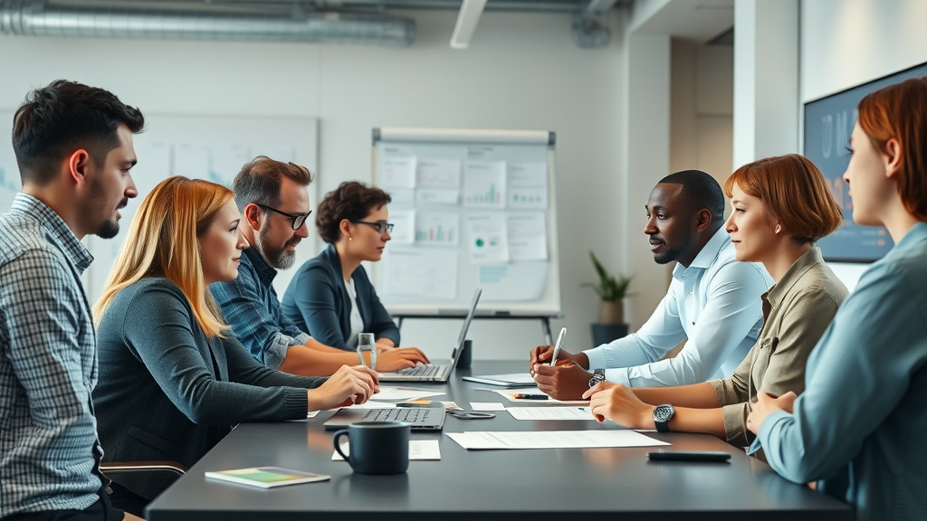 Professional content team collaborating on content creation workflow