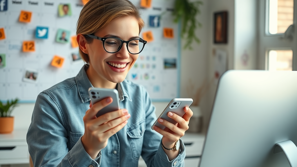 social media manager using content strategy tool to schedule posts and plan visual content in a digital workspace