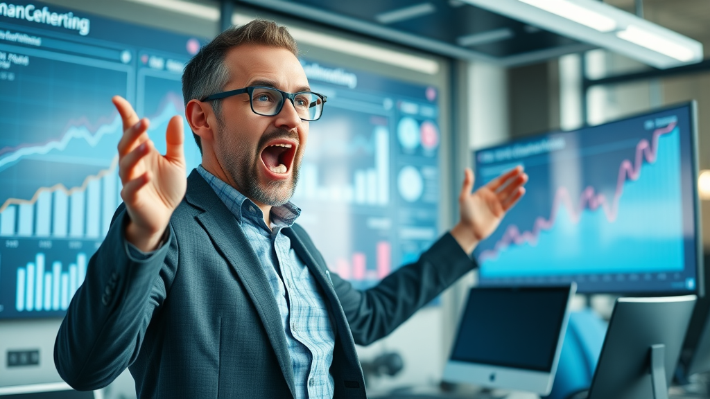 content plan and strategy tools showing upward-growth analytics dashboard with marketing professionals celebrating success