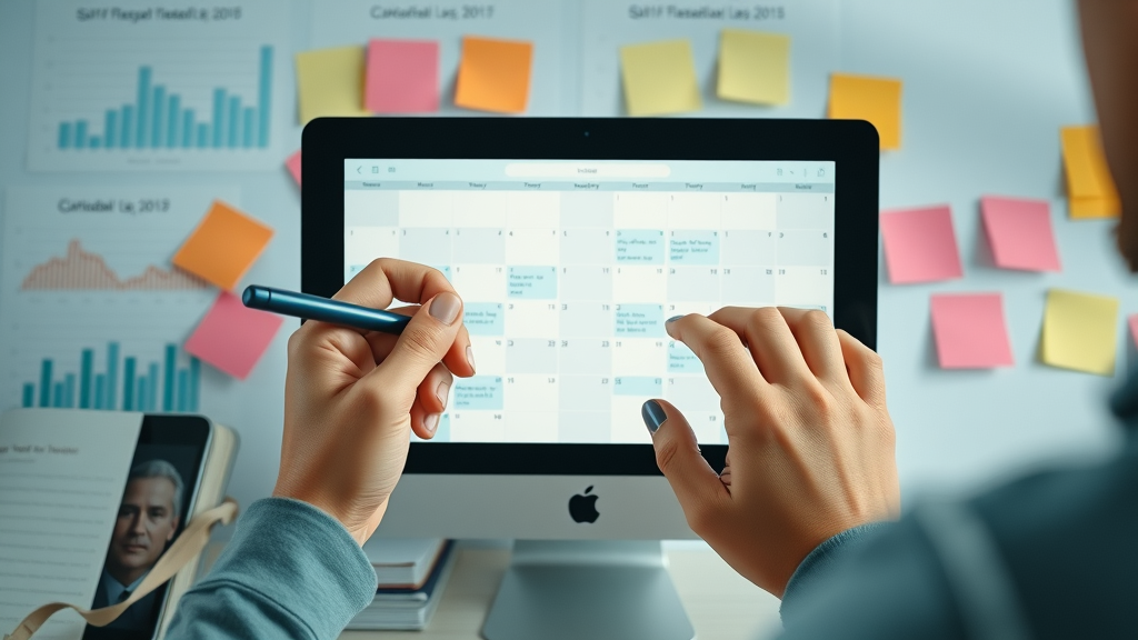 organized digital editorial calendar interface clear design, scheduling content strategy