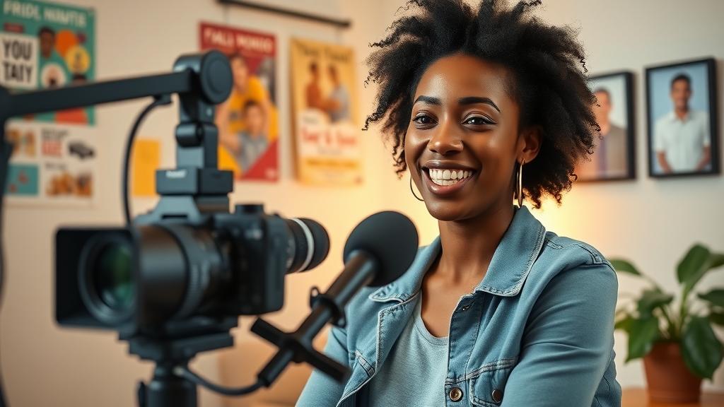 inspirational content creator filming a charity video